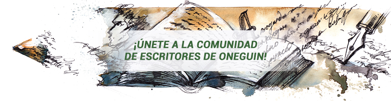 Banner para invitar a unirte a nuestra comunidad de escritores online de cartas en Oneguin